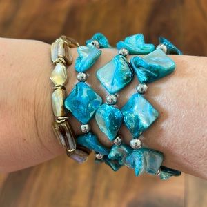 4 mother of pearl stretch bracelets